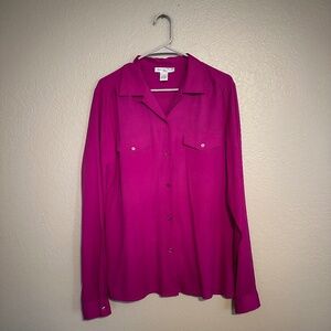 Vintage 90’s Silk Shirt Magenta Size S Tall Anna and Frank
